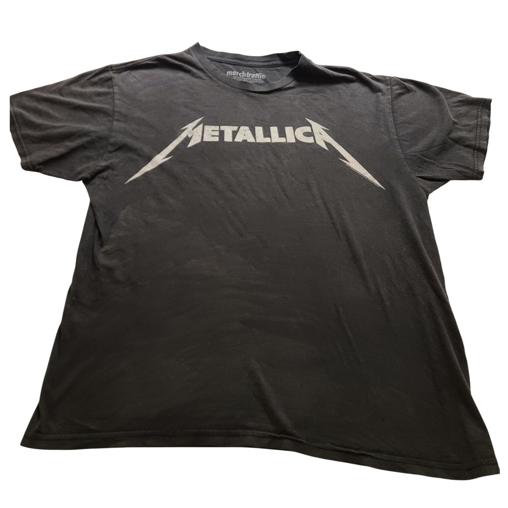 Metallica Merch Traffic Graphic Band Tee Charcoal Gray Cotton Men's L Classic
